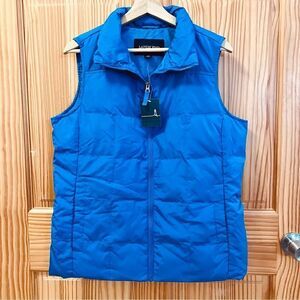 NWT Lands End Intense Blue down sleeveless vest zip with pockets size medium M